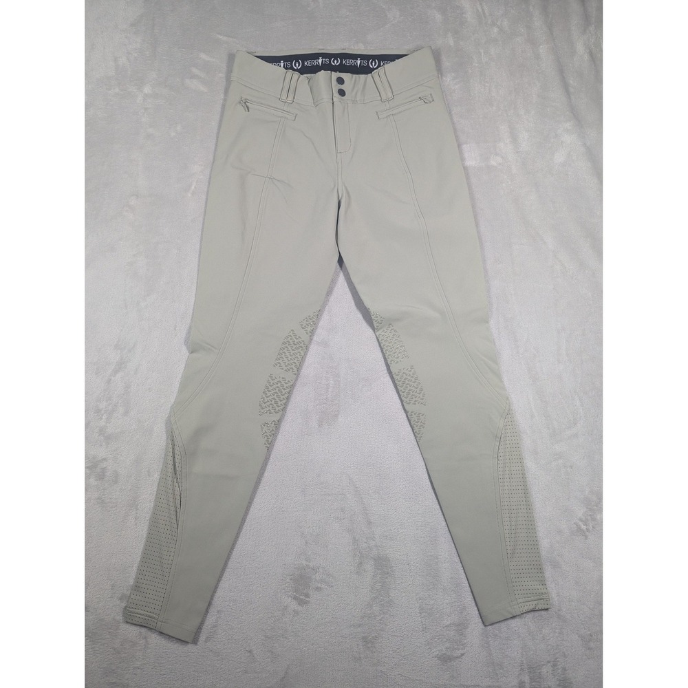 Kerrits Riding Pants Medium Beige Knee Patch Breeches Ventilated Ankle Womens
